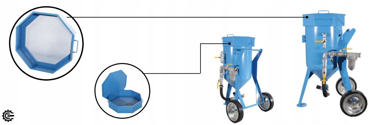 sito stalowe piaskarka do piaskarki 100l z pokrywą do zbiornika piaskowania Marka Kortech