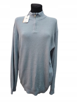 M&Co sweter męski niebieski cienki stójka L