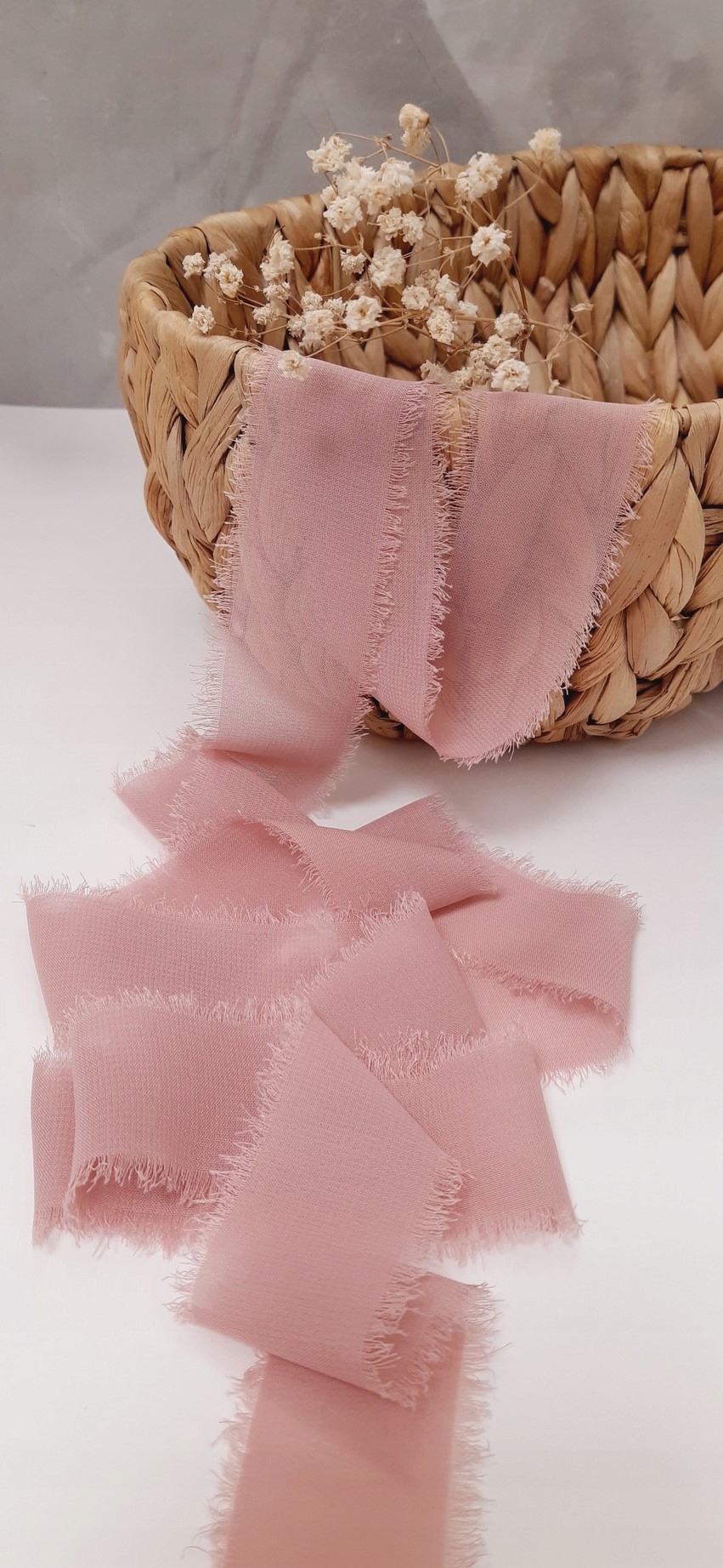 Brudny róż Wstążka Rwana ślub 2/148 SZYFON