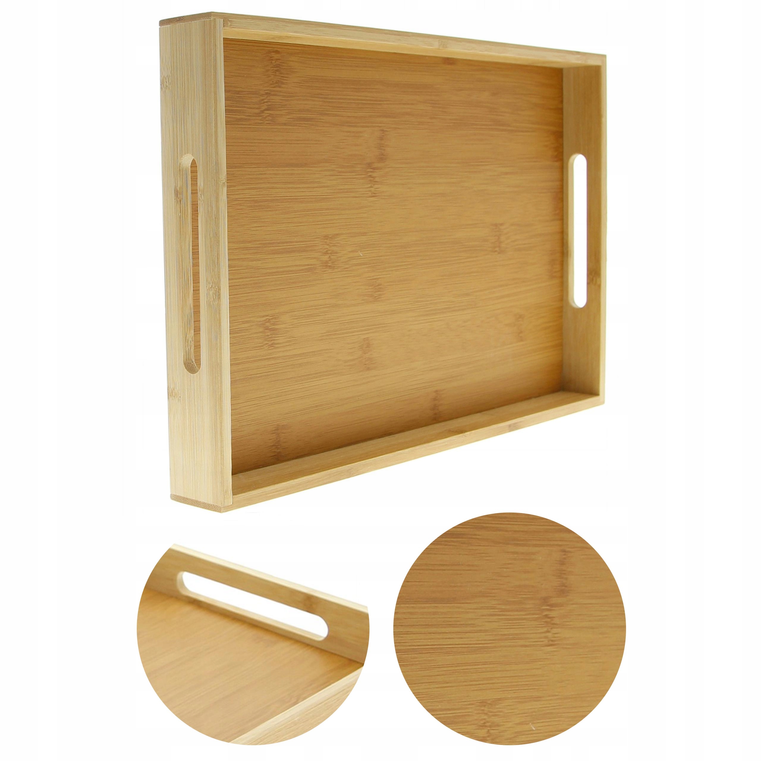 TACA BAMBUSOWA ŚNIADANIOWA TACKA DREWNIANA DO PODAWNIA 38x25 PROSTOKATMA