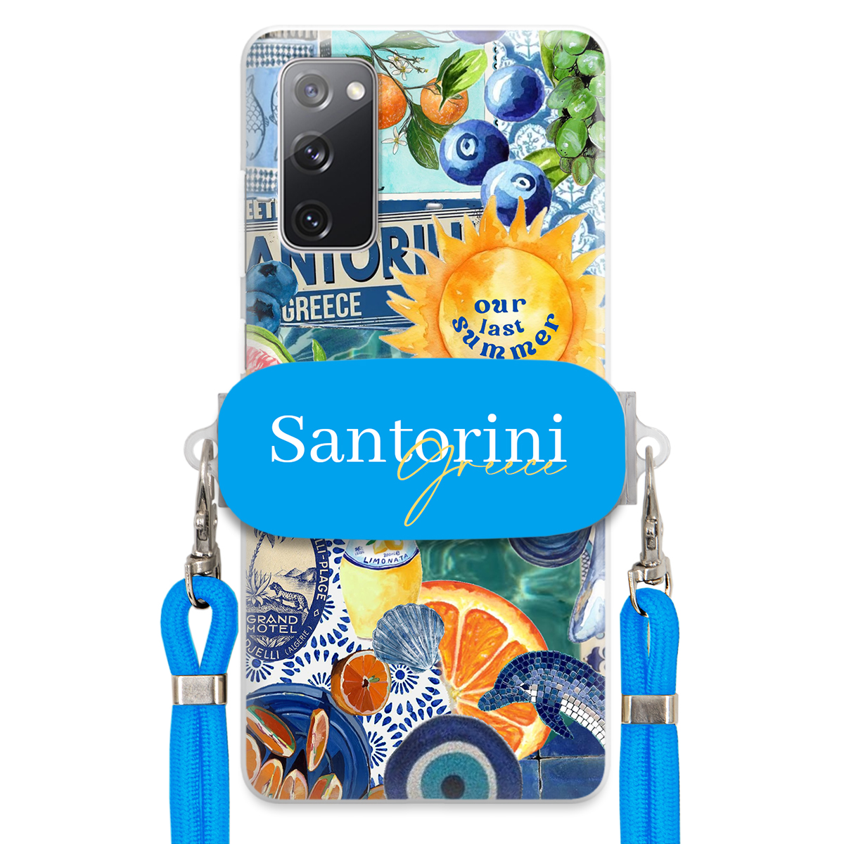 Puzdro pre Samsung S20 Lite Modré Crossbody vodítko držiak Santorini Sea