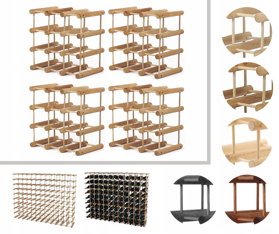 Regál na víno dubový stojan na víno Modulární regál na alkohol 36+9 bot Dub