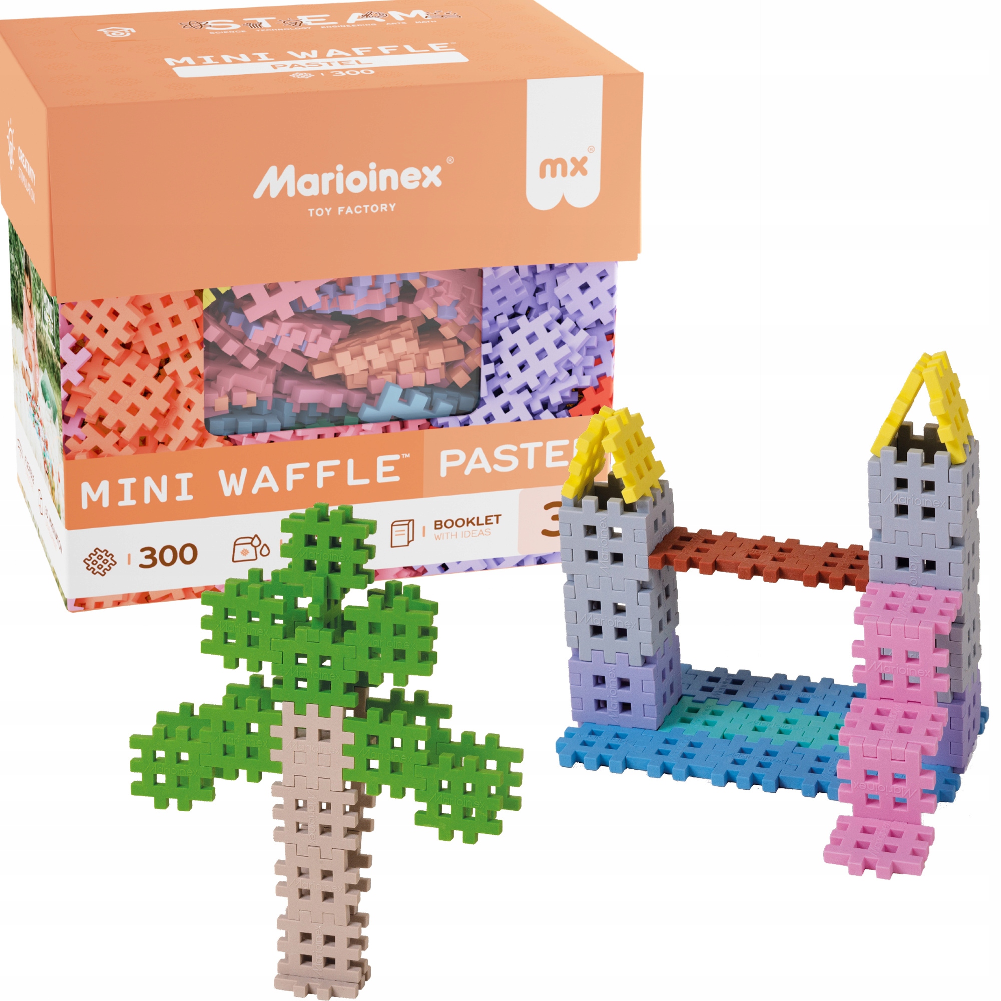 Klocki konstrukcyjne Marioinex Mini Waffle, 300 elementów pastelowe
