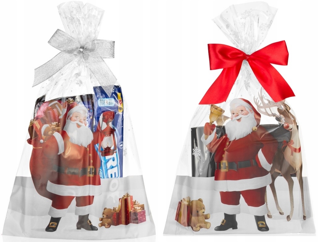 Torebki worki CELOFANOWE foliowe prezenty ŚWIĄTECZNE MIKOŁAJ 25x40 25 szt.