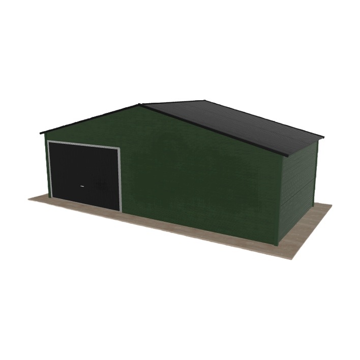Plechová garáž 7.5x3.5 m jednopolohová, dvouspádová, zelená