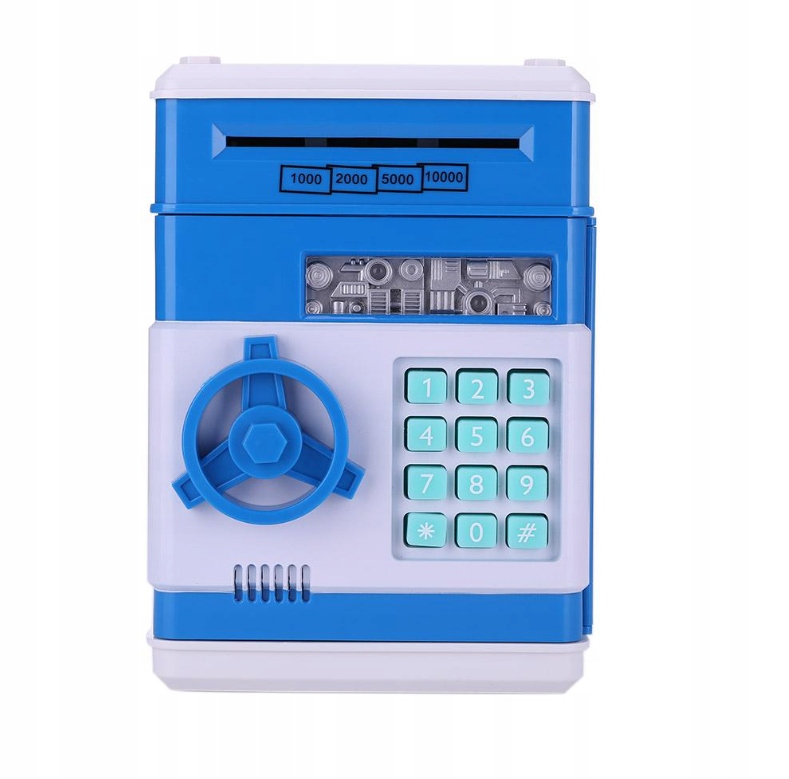 ZABAWKOWY SEJF SKARBONKA WPŁATOMAT MONETY BANKNOTY