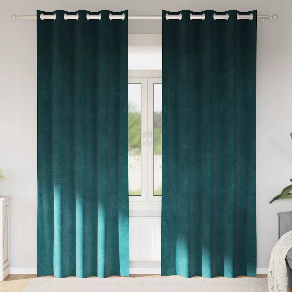 vidaXL Zatemňovací závěsy 2 pcs Tmavě zelená 140 x 225 cm samet
