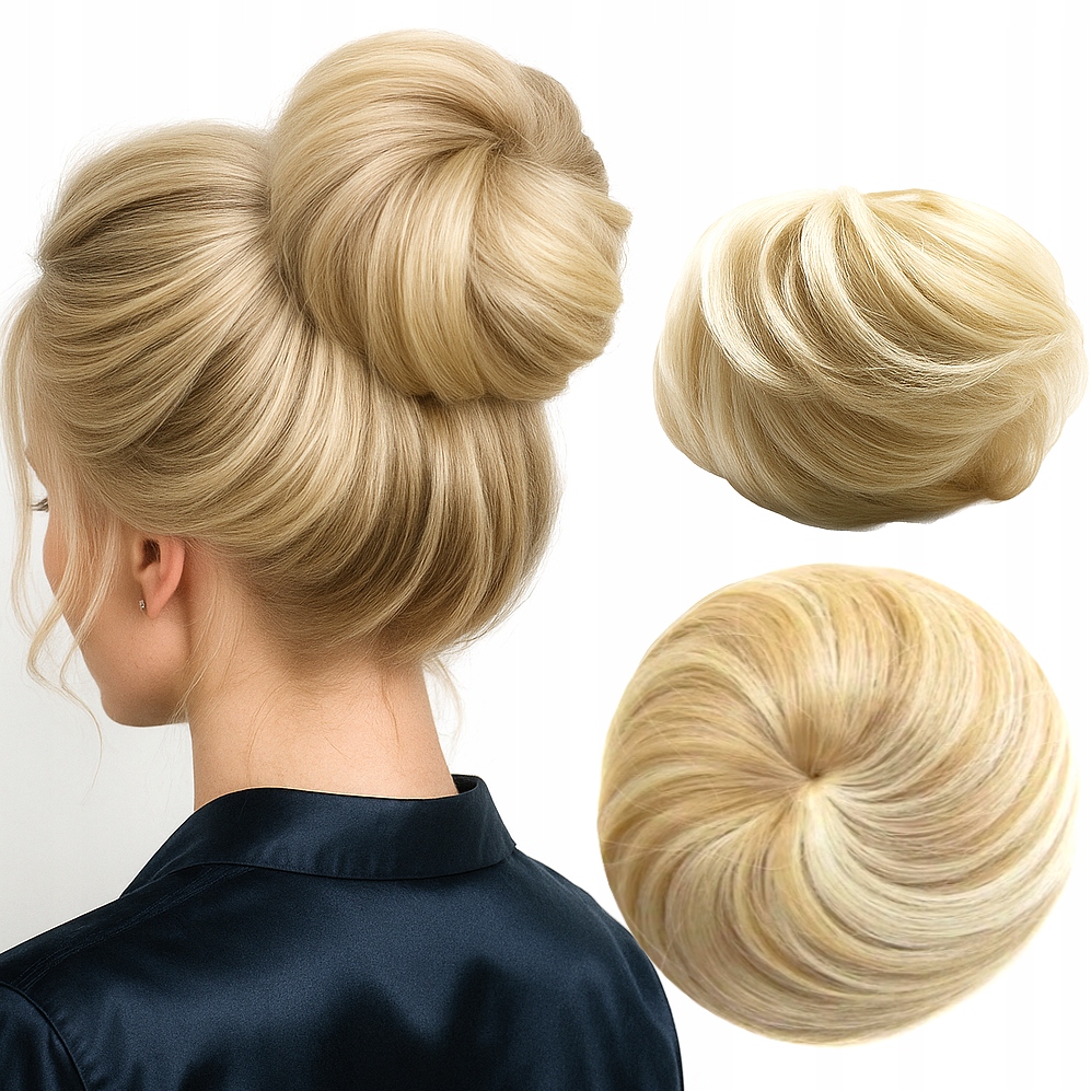 Připínací drdol hladký na gumičce příčesek elegantní Zlatý Beach Blonde