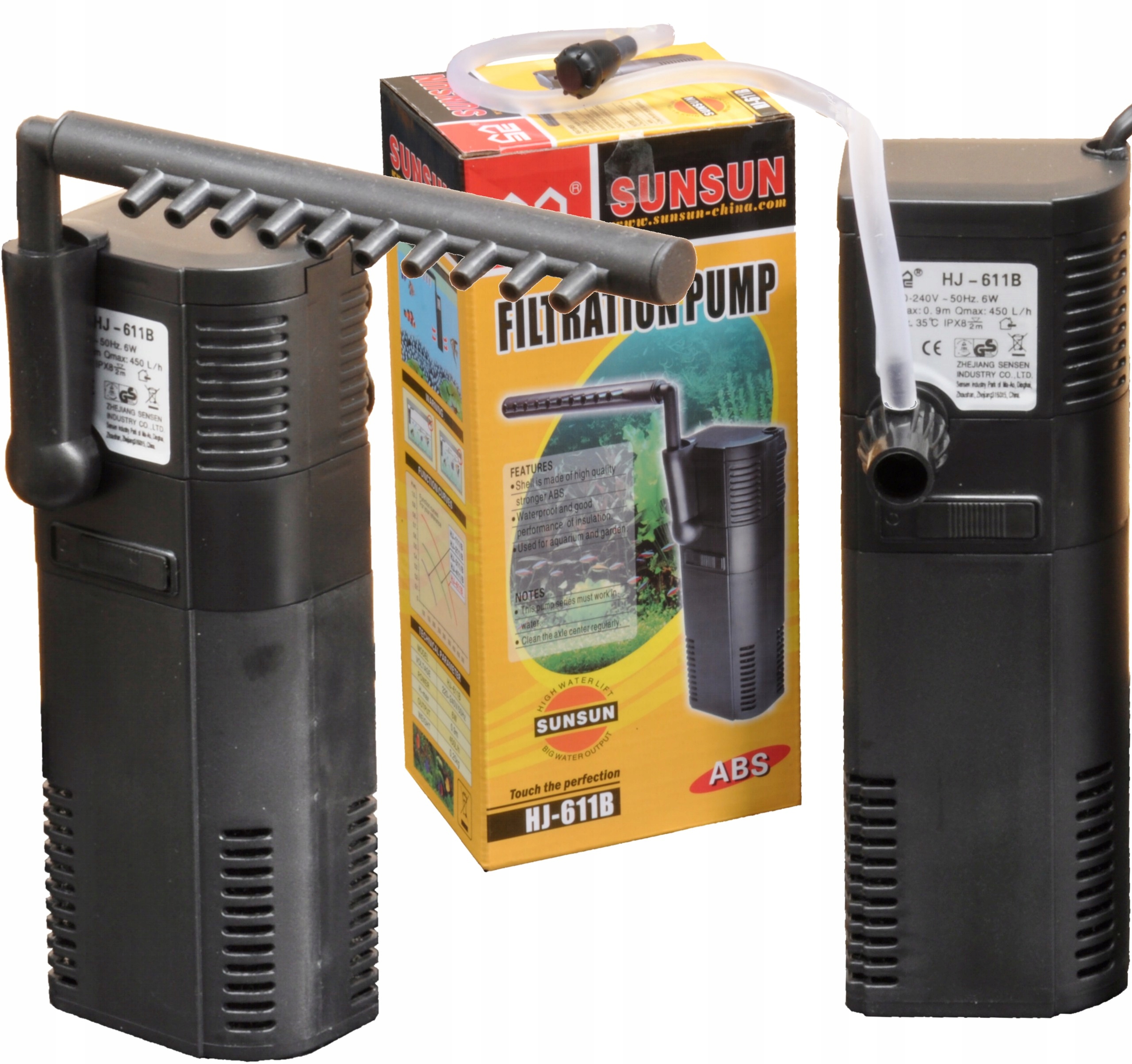 

Filtr HJ-611B akwarium 50-80l 450l/h Gębka Węgiel