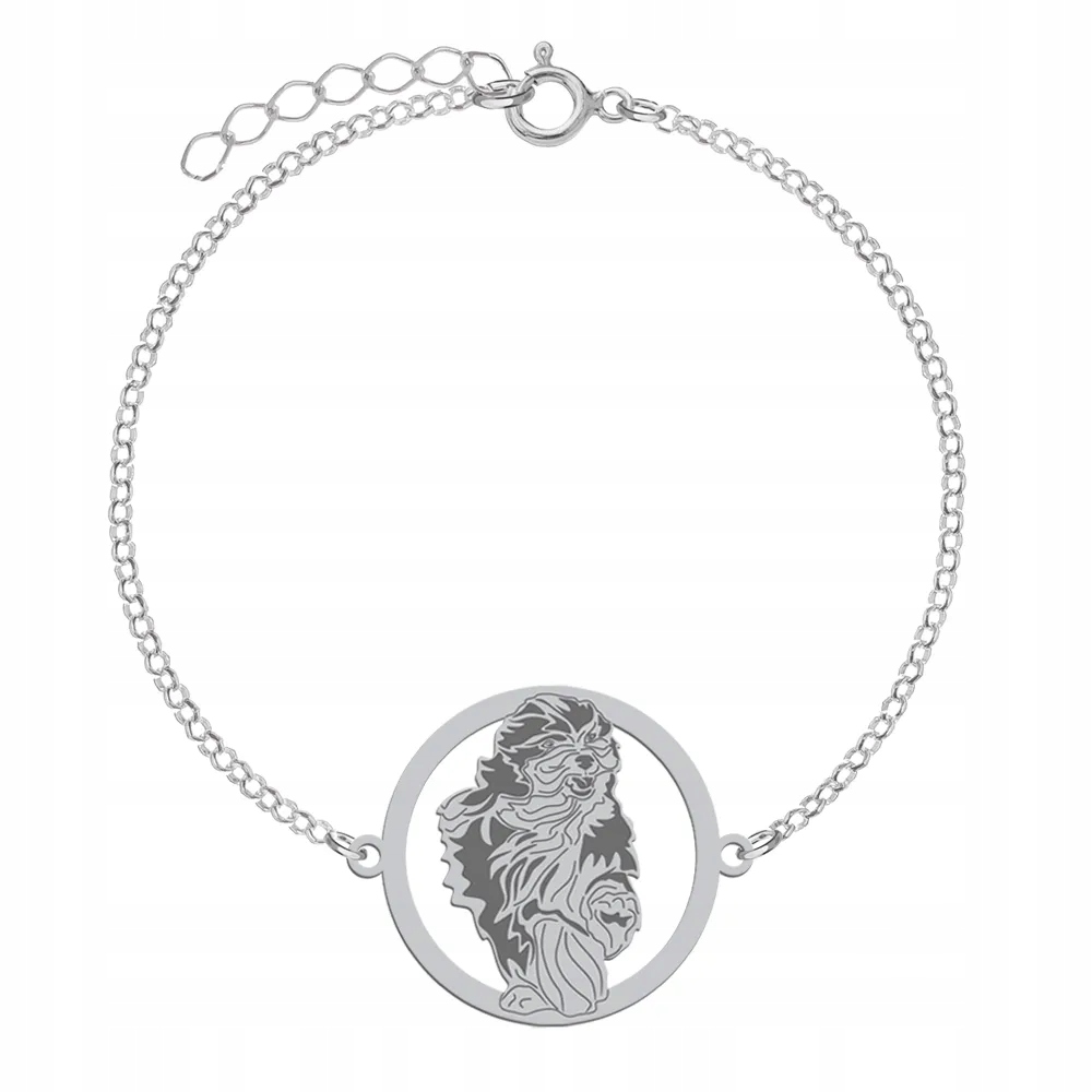 Stříbrný náramek s psem Havanský 925 Řetízek Gravírování Dedikace Bonus