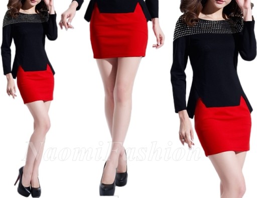 

Elegancka Mini Spódniczka Czerwona Ołówkowa 48