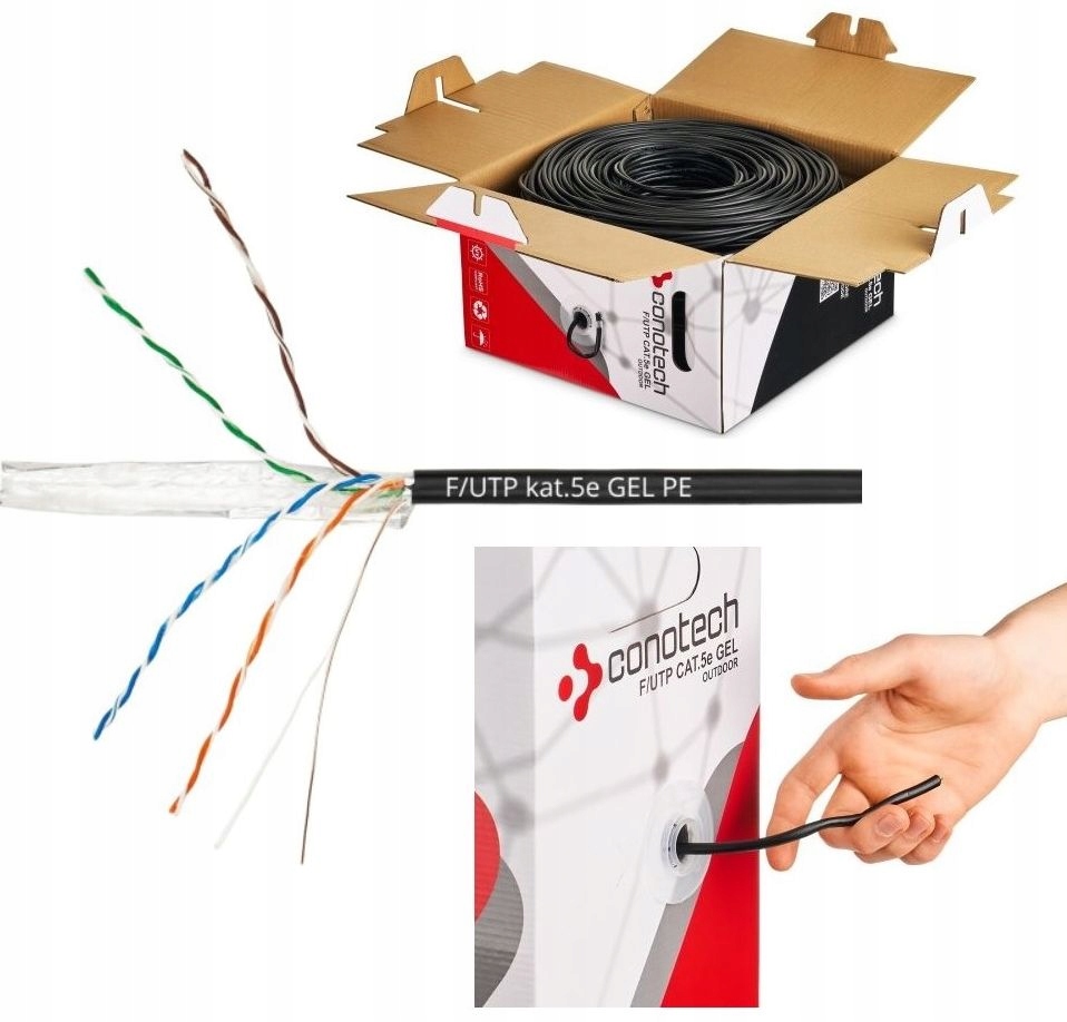 Przewód Ftp Ekranowany Żel Ziemny Skrętka ekranowan Cu Miedź Pe 305m 5e Lan