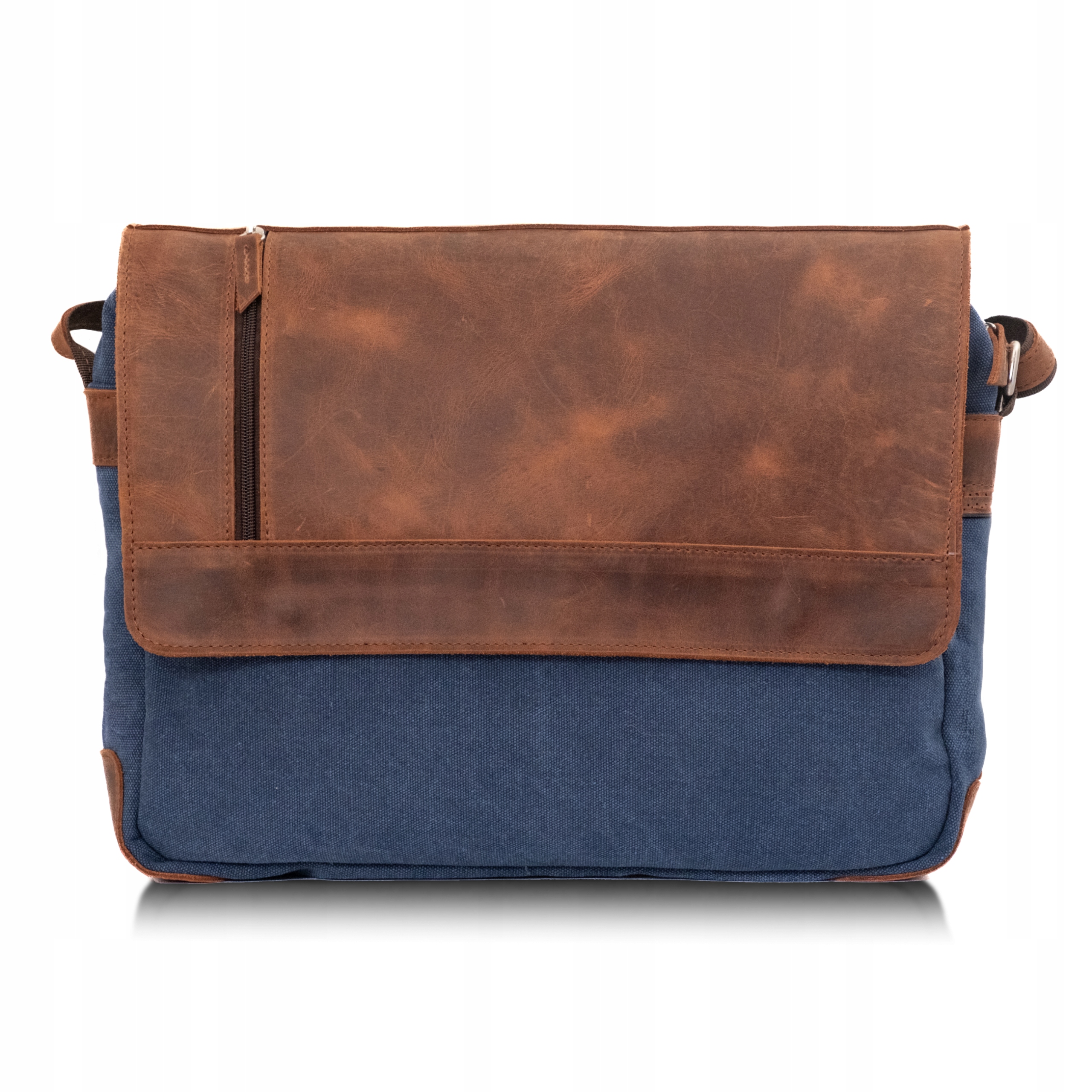 Pánská pracovní taška s kapucí z modrého plátna a kůže Belveder BV17KNN