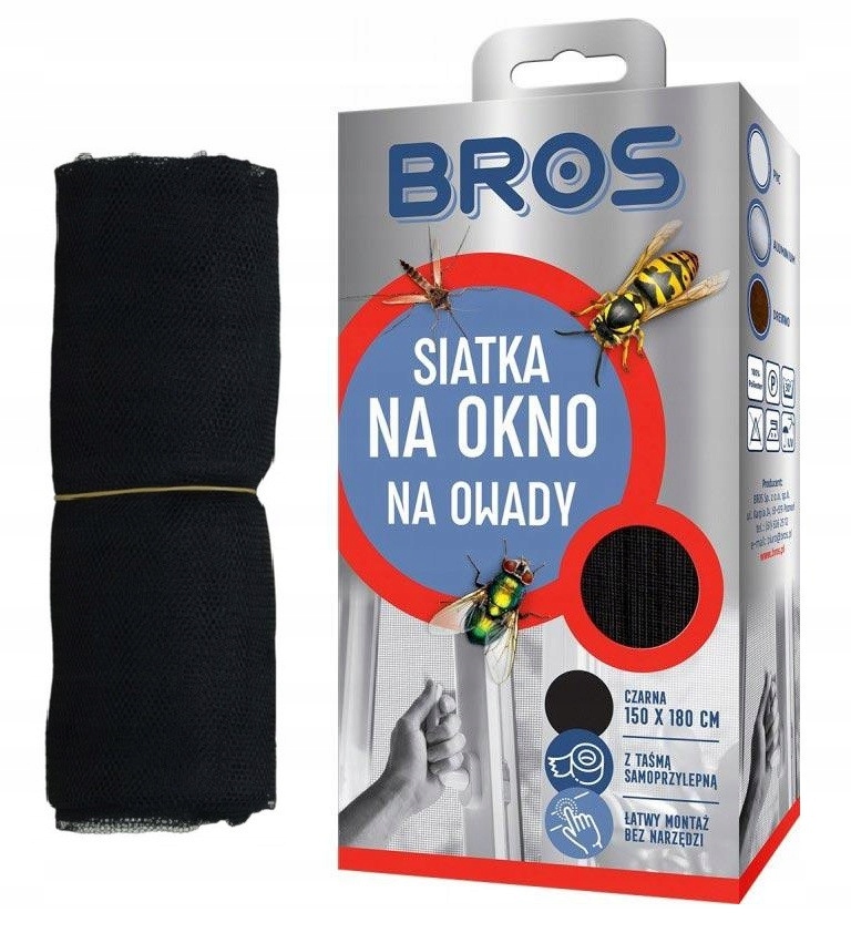 

Bros Siatka na okno 150x180cm Czarna
