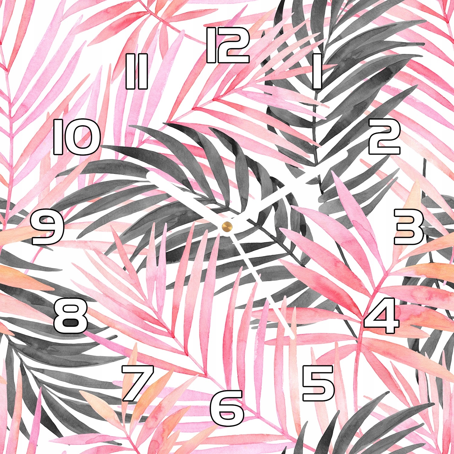 

Cichy zegar szklany Różowe liście palmowe 30x30 cm