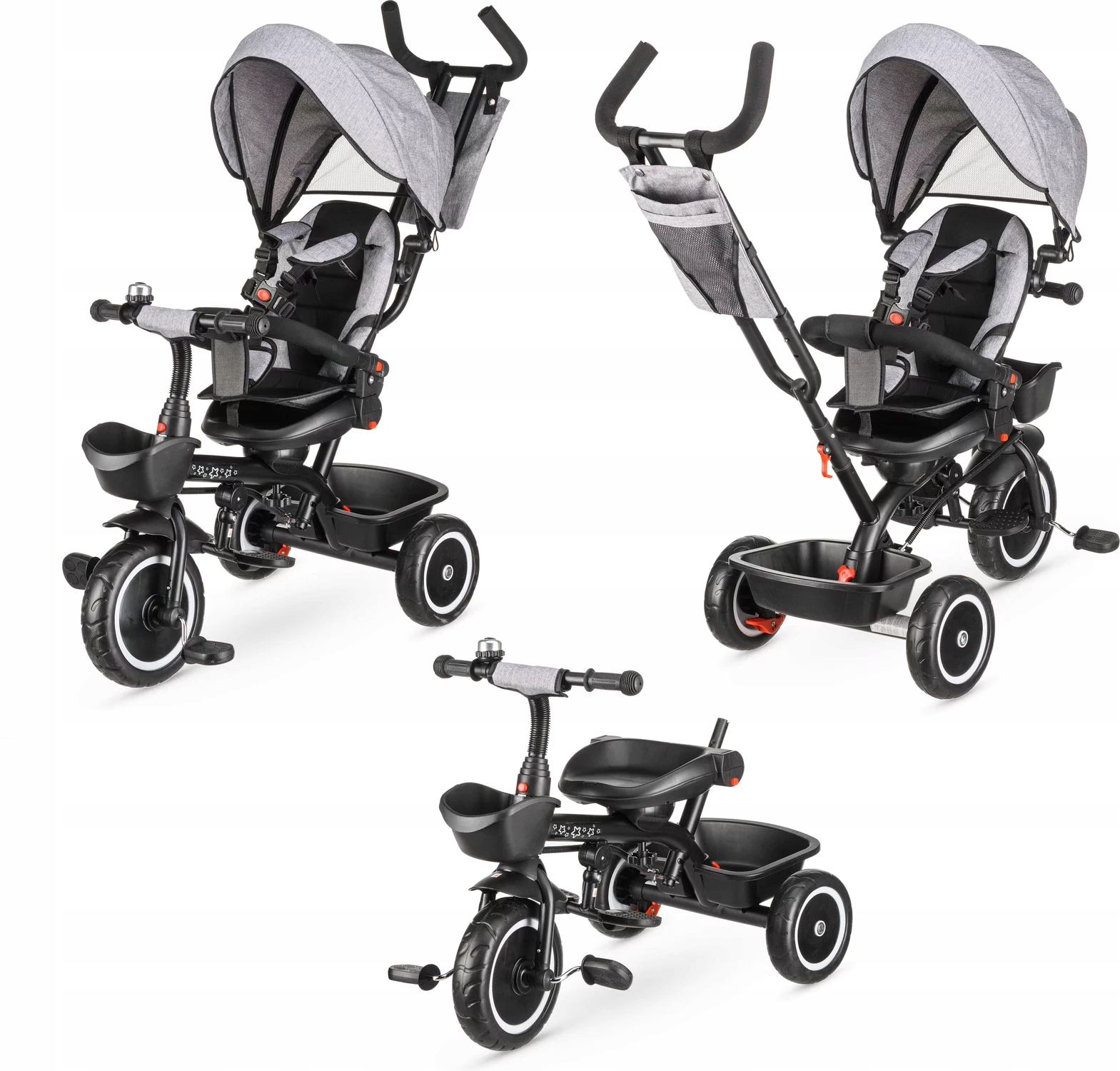 ROWEREK TRÓJKOŁOWY 3W1 OBRACANY Z RĄCZKĄ STARS