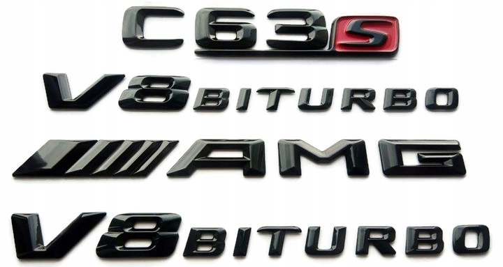 CZARNE EMBLEMATY MERCEDES C63 AMG W205 S205 C 63 2014 - 2021