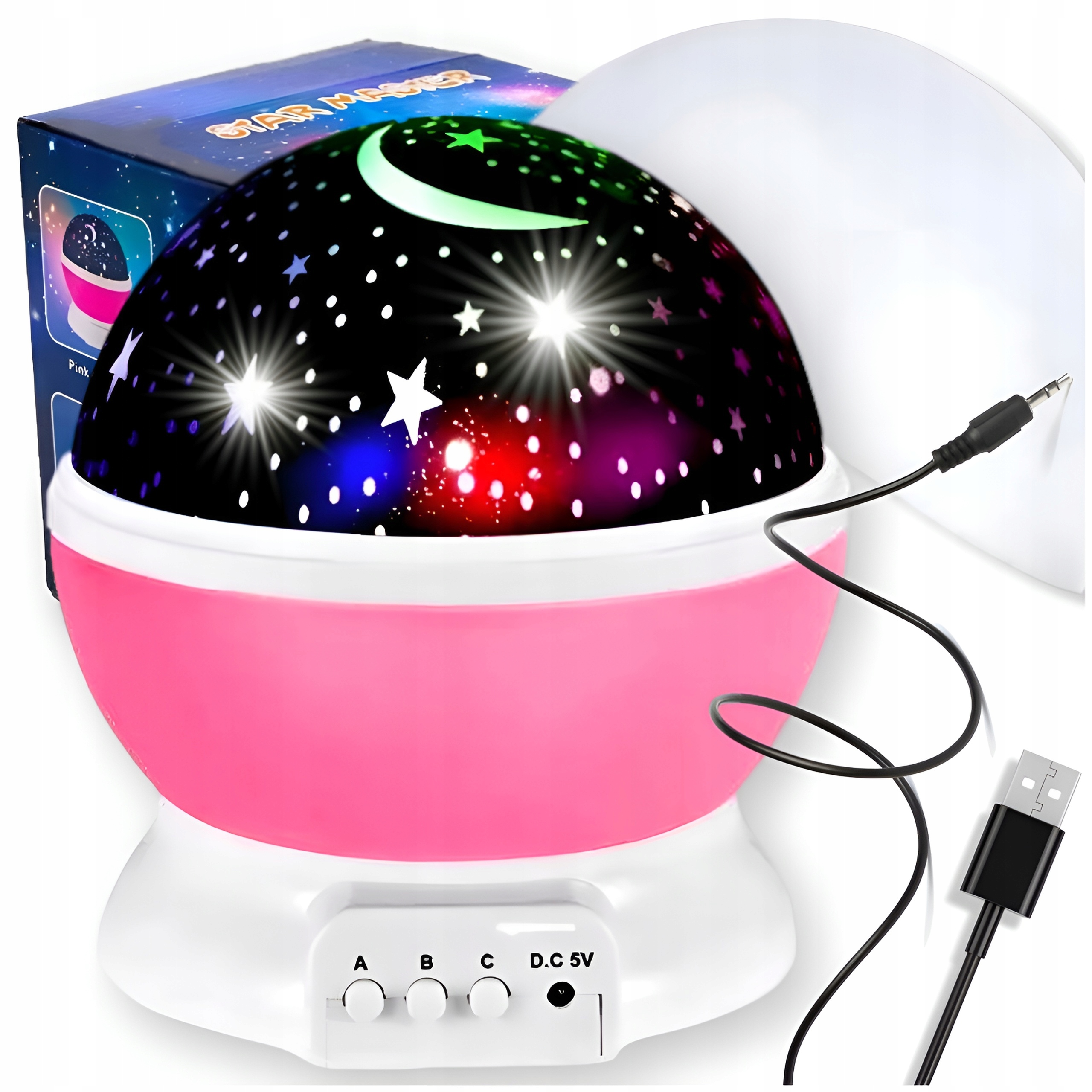 LAMPKA NOCNA PROJEKTOR GWIAZD NIEBA OBROTOWA 2w1