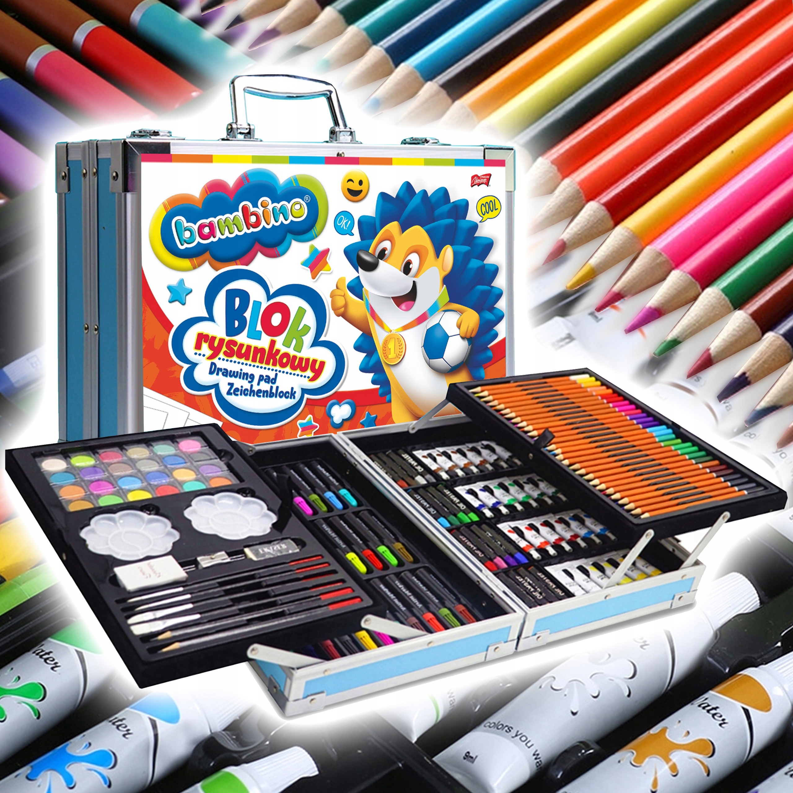 ZESTAW ARTYSTYCZNY DO MALOWANIA WALIZKA + GRATIS BLOK RYSUNKOWY BAMBINO