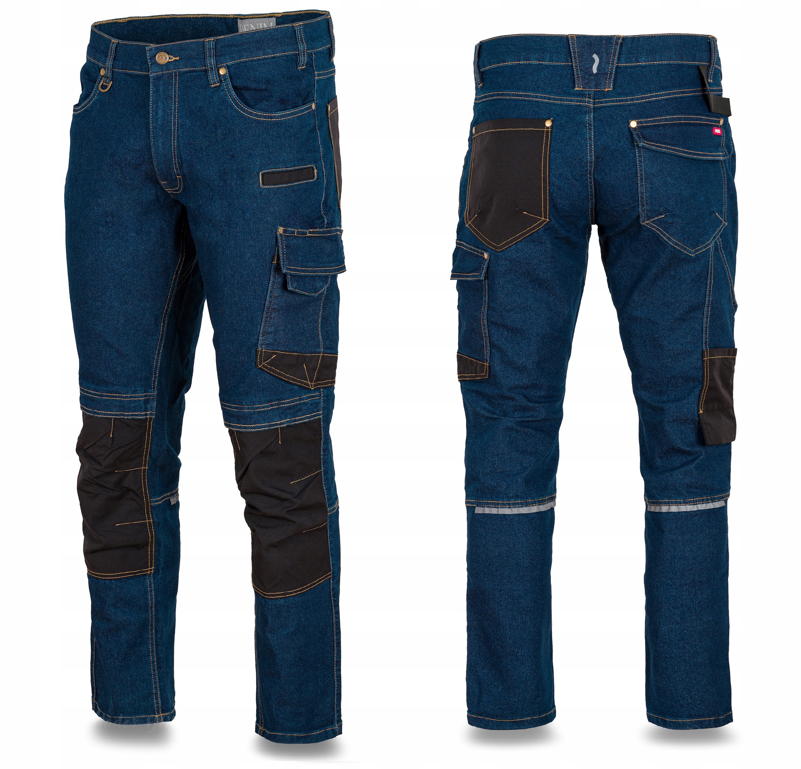 Pracovní Kalhoty do pasu jeans stretch elastické Slim silné Bozp M 48