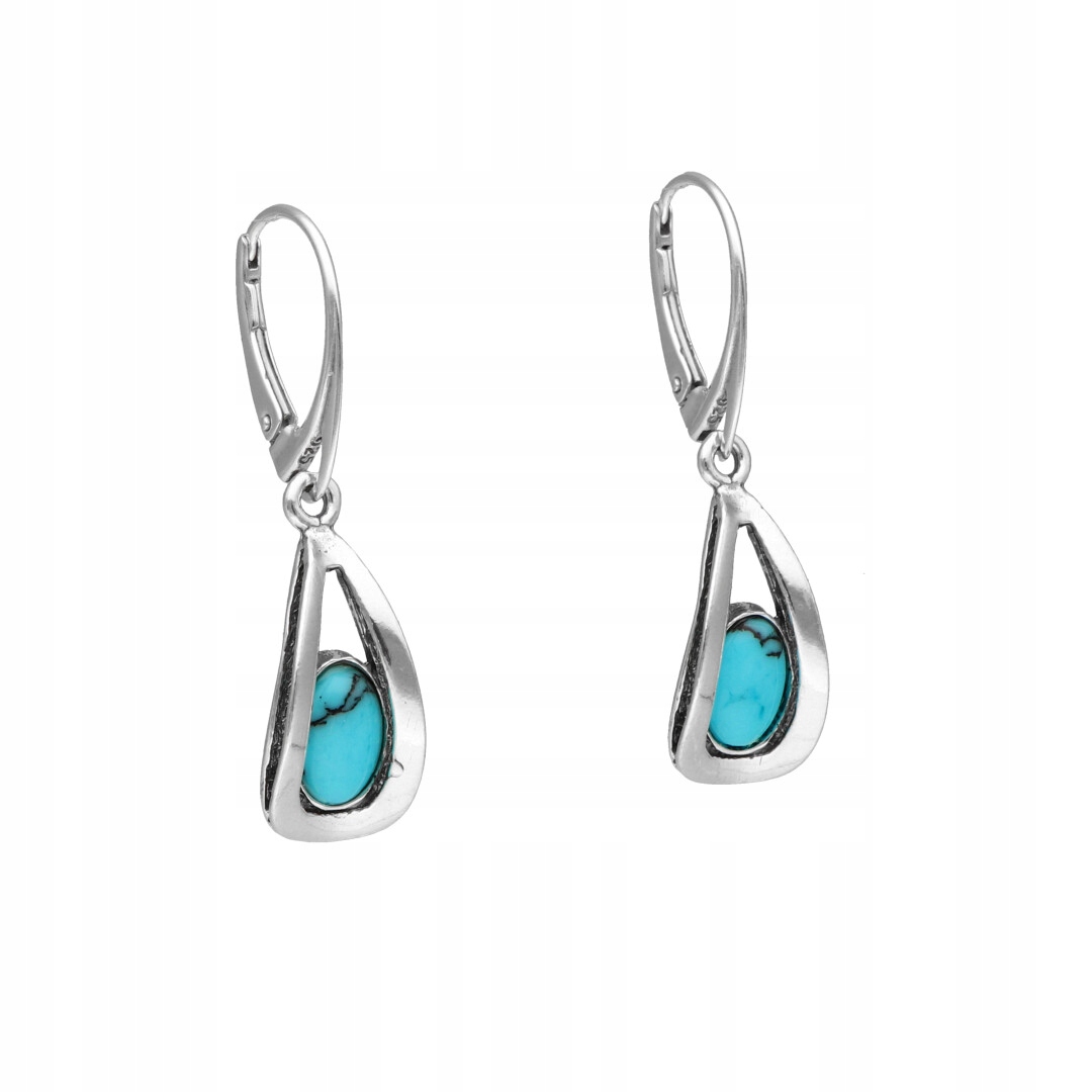 Náušnice s tyrkysem a oxidovaným stříbro