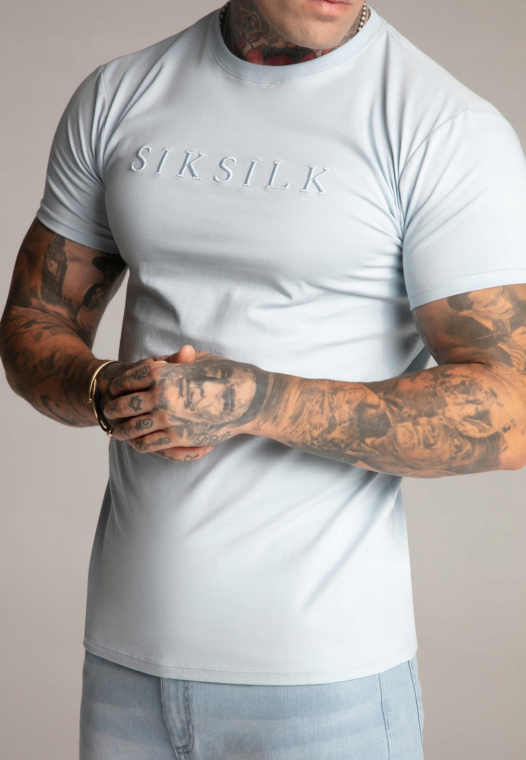 Siksilk Pánské tričko modré SS-27372 tričko Muscle Fit tričko vel M