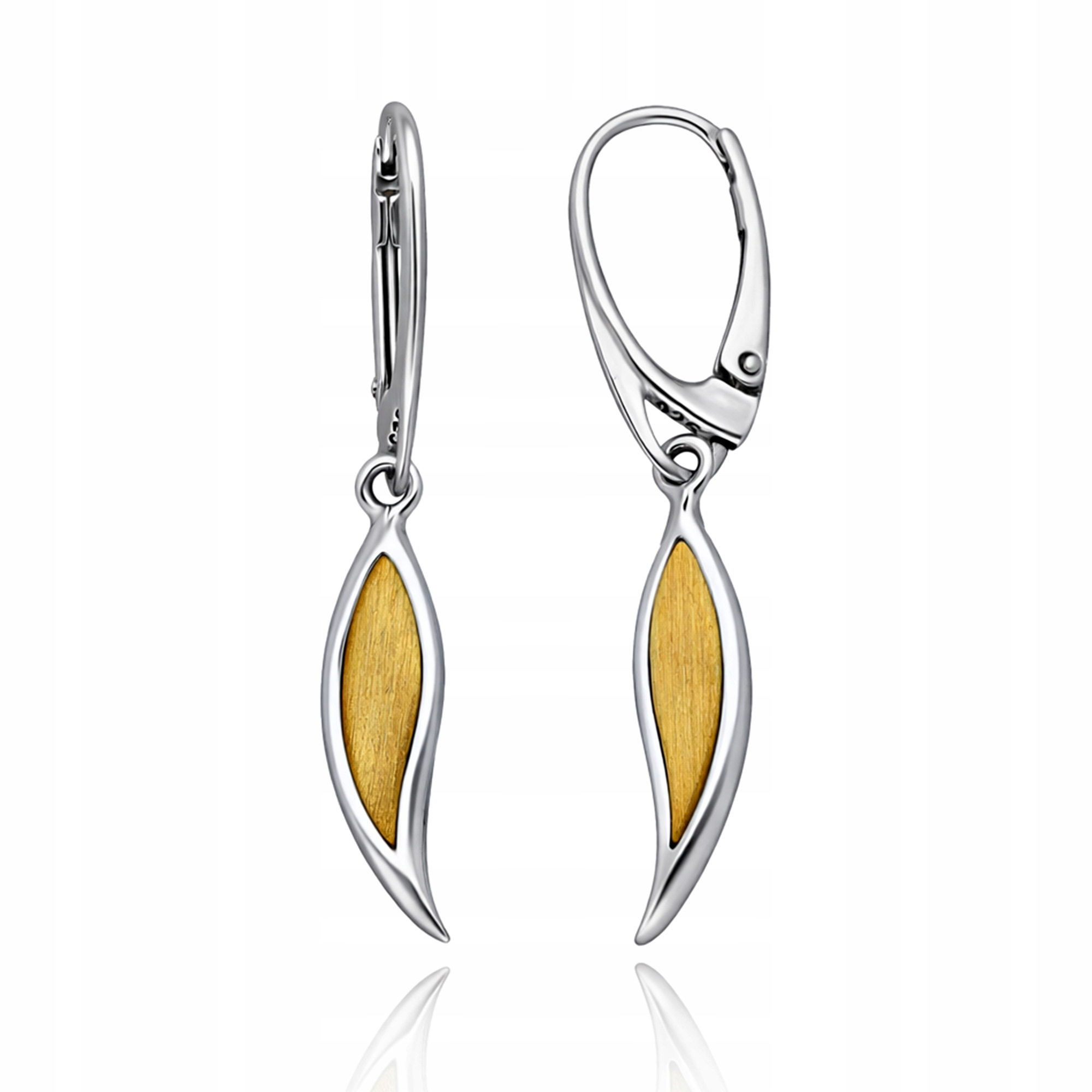 Stříbrné náušnice 925 pozlacené dámské závěsné listy anglické apina