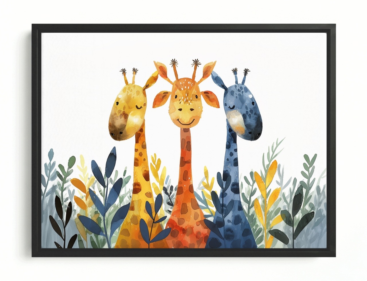 Obraz Rám Americký Box Žirafy Safari Akvarel Dětská Dekorace 80x60