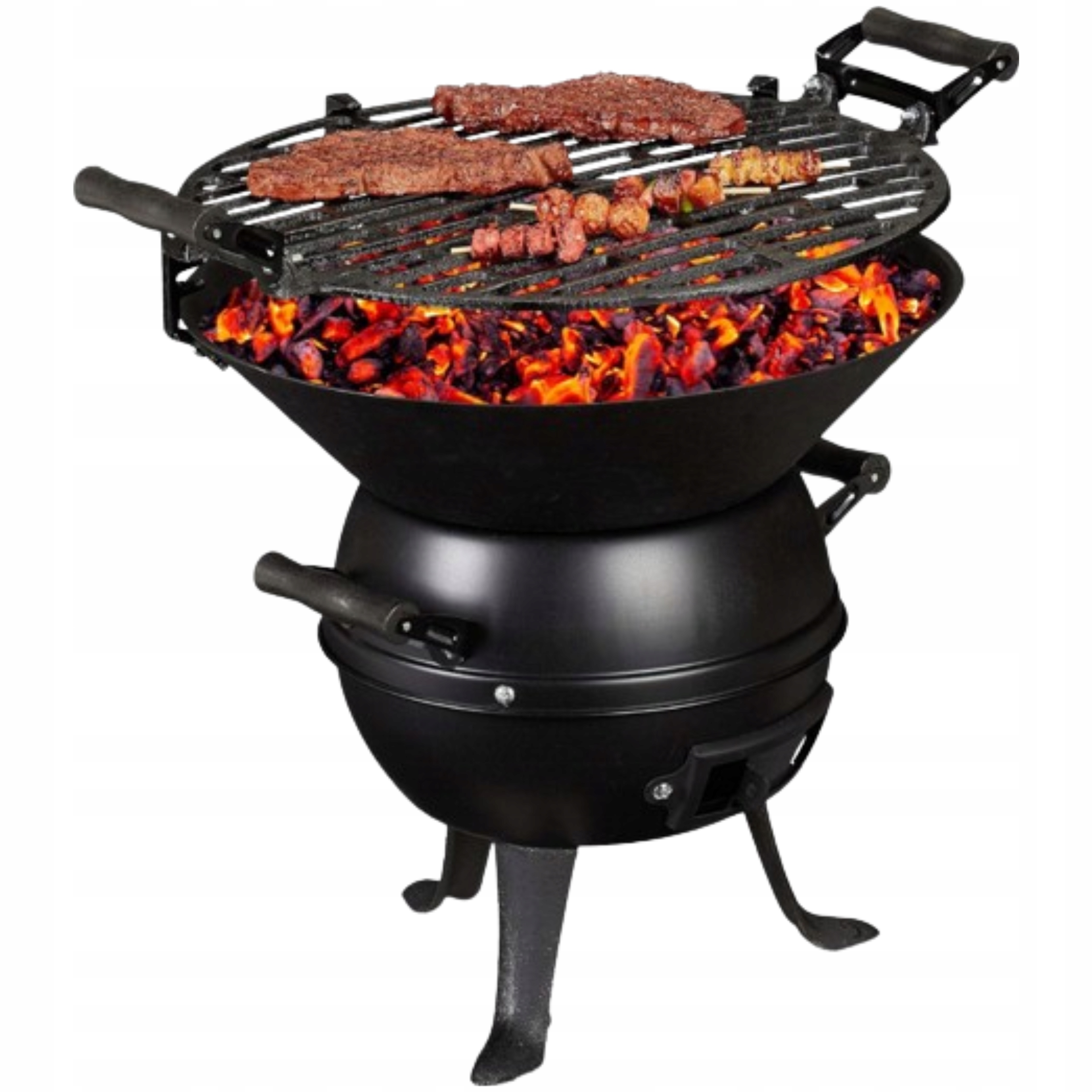 Grill Gril Ogrodowy Węglowy Popielnik Żeliwny Ruszt 35 CM Beczka