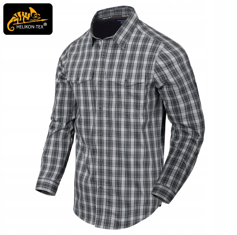 KOSZULA W KRATE MĘSKA COVERT CONCEALED HELIKON PRZEWIEWNA FOGGY GREY L Rękaw długi rękaw