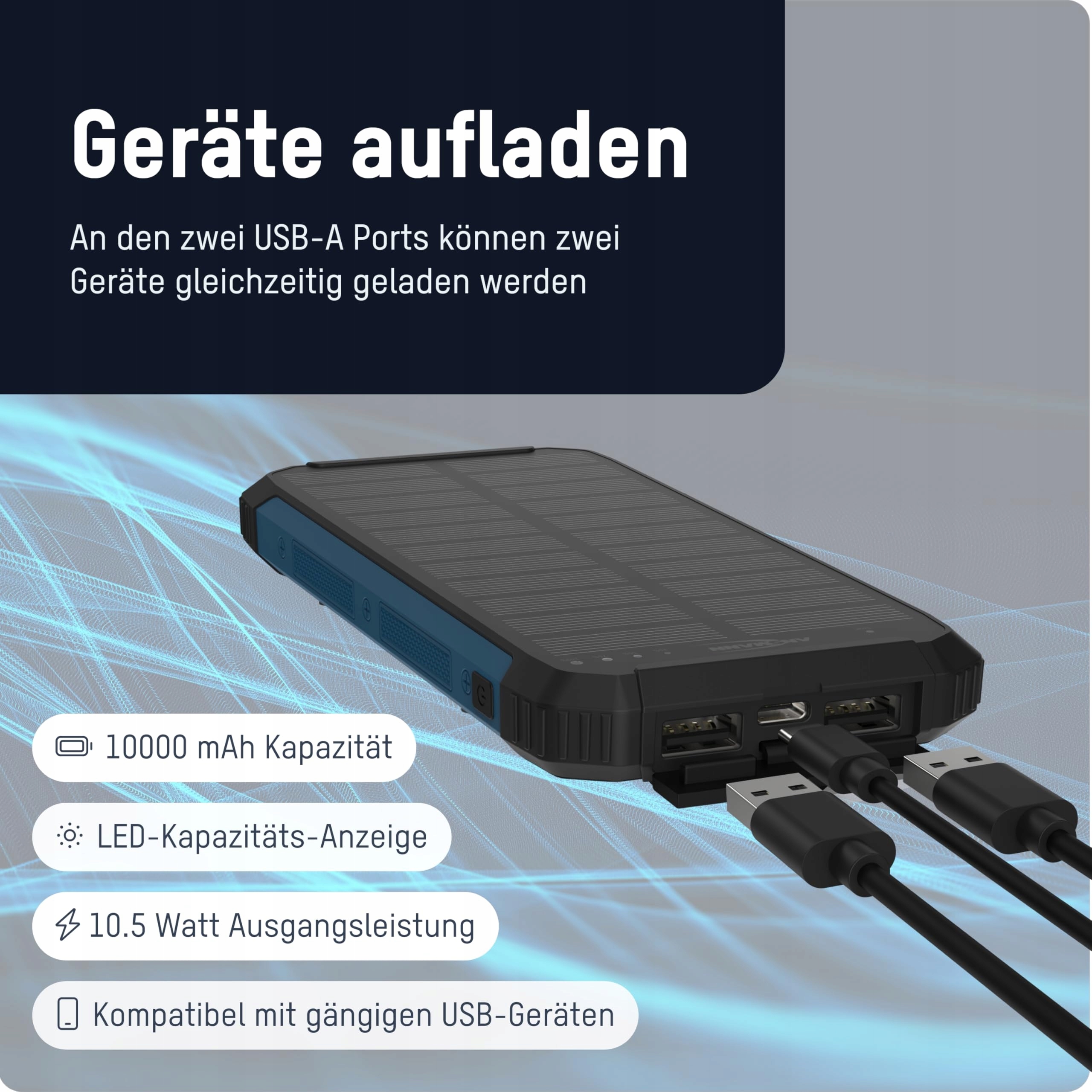 ANSMANN Powerbank Solarna 10000 mAh Outdoor USB-C USB-A Latarka — miniatura 3