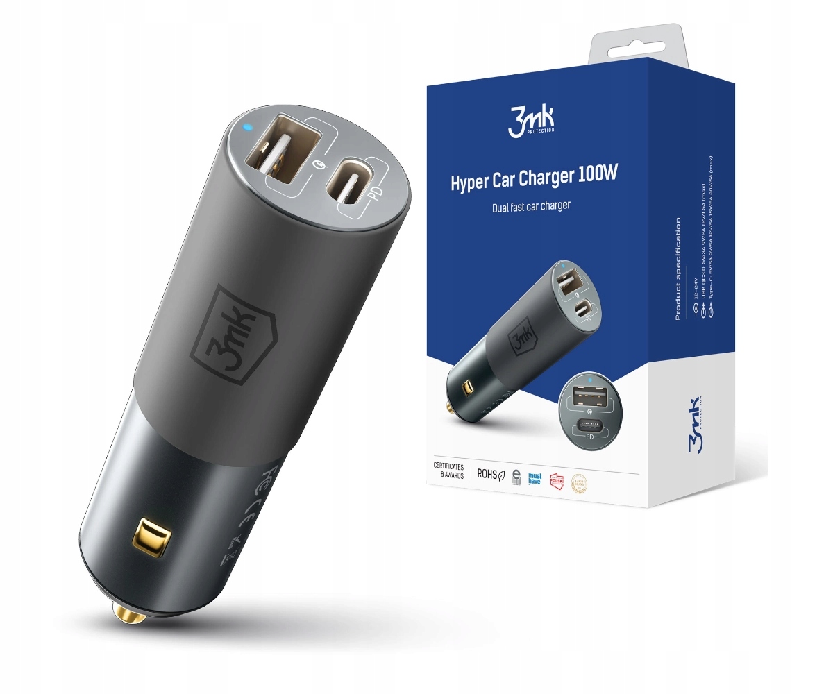 Ładowarka samochodowa 12V 3mk Hyper Car Charger Usb-a Usb-c Pd 100W Qc 4.0