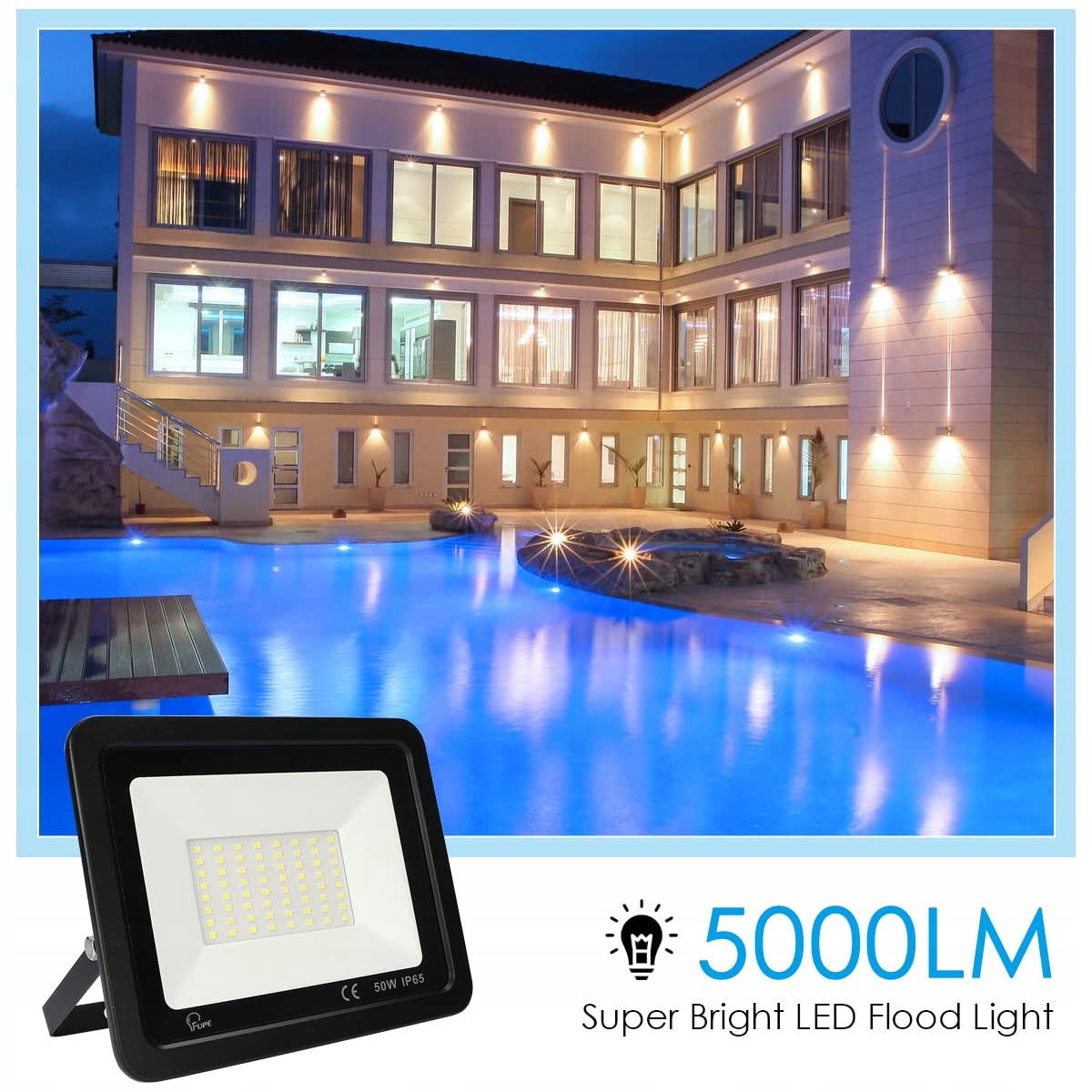 Naświetlacz LED 2x50W 5000lm 6500K IP65 Czarny Garaż MILLE LUCCIOLE — miniatura 3