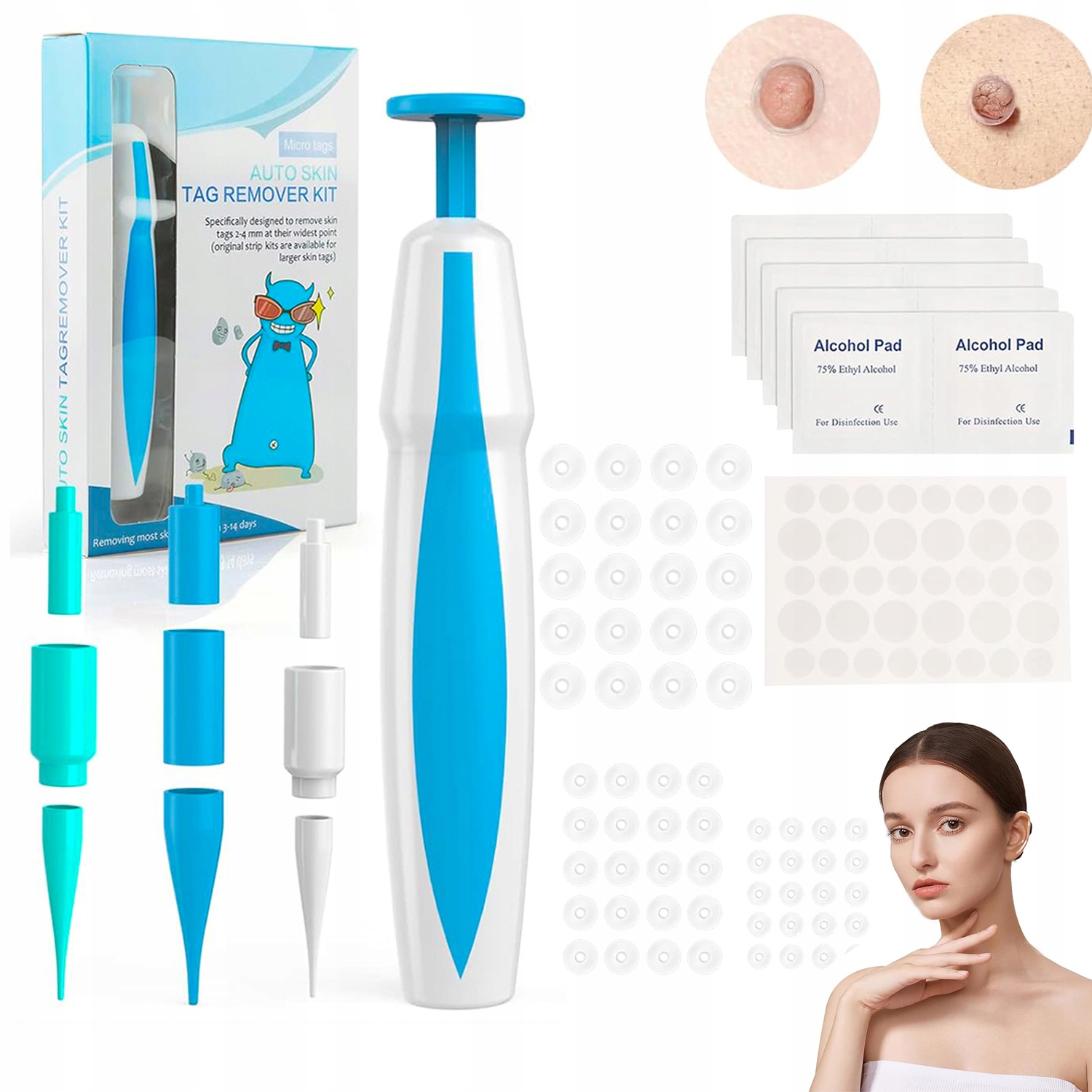 Vylepšená sada pro odstraňování kožních značek 2 v 1 Rychle a bezbolestně