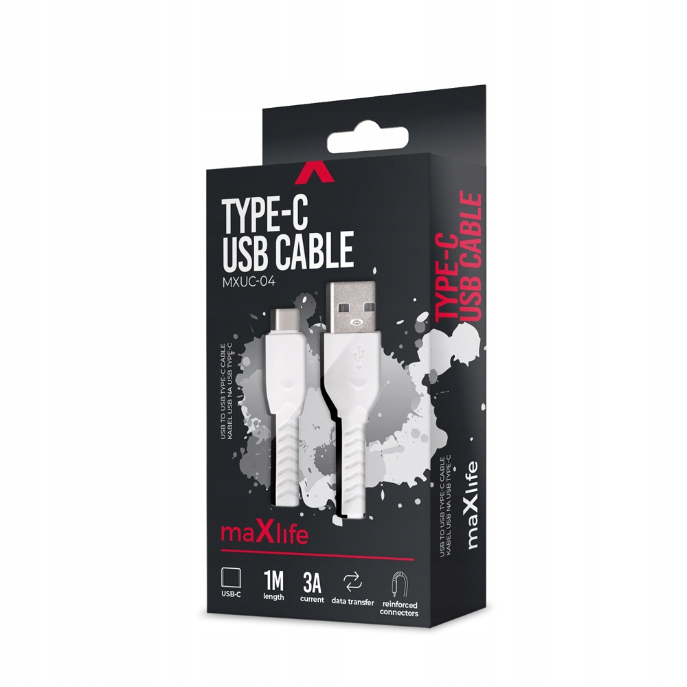 Maxlife kabel Mxuc- 04 Usb Usb- C 1,0 m 3A biały Maxlife
