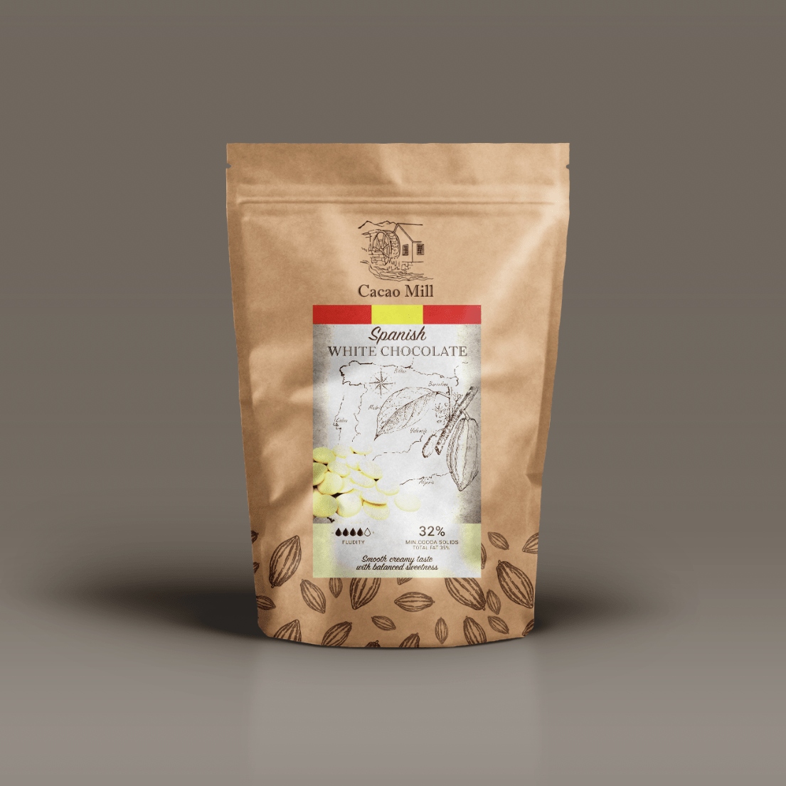 Levně Čokoláda bílá španělská 32% 400 g Cacaomill
