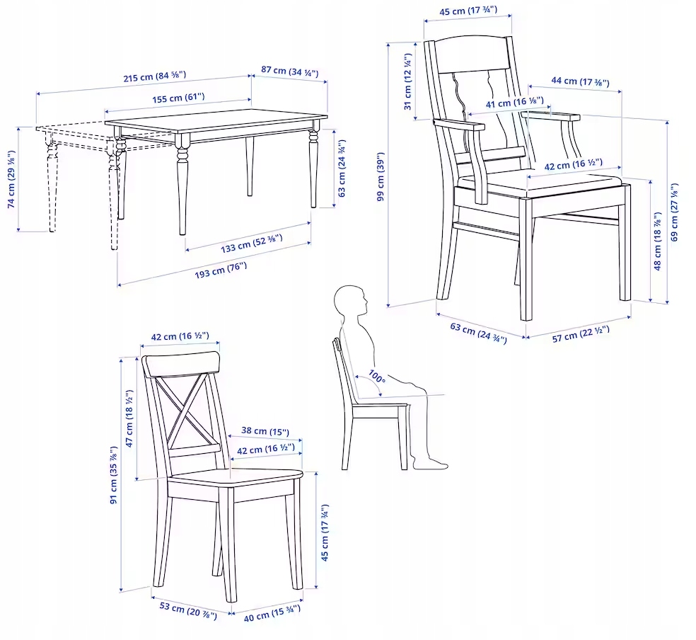 IKEA INGATORP INGOLF Stół i 6 krzeseł Nordvalla Kod producenta 19280680