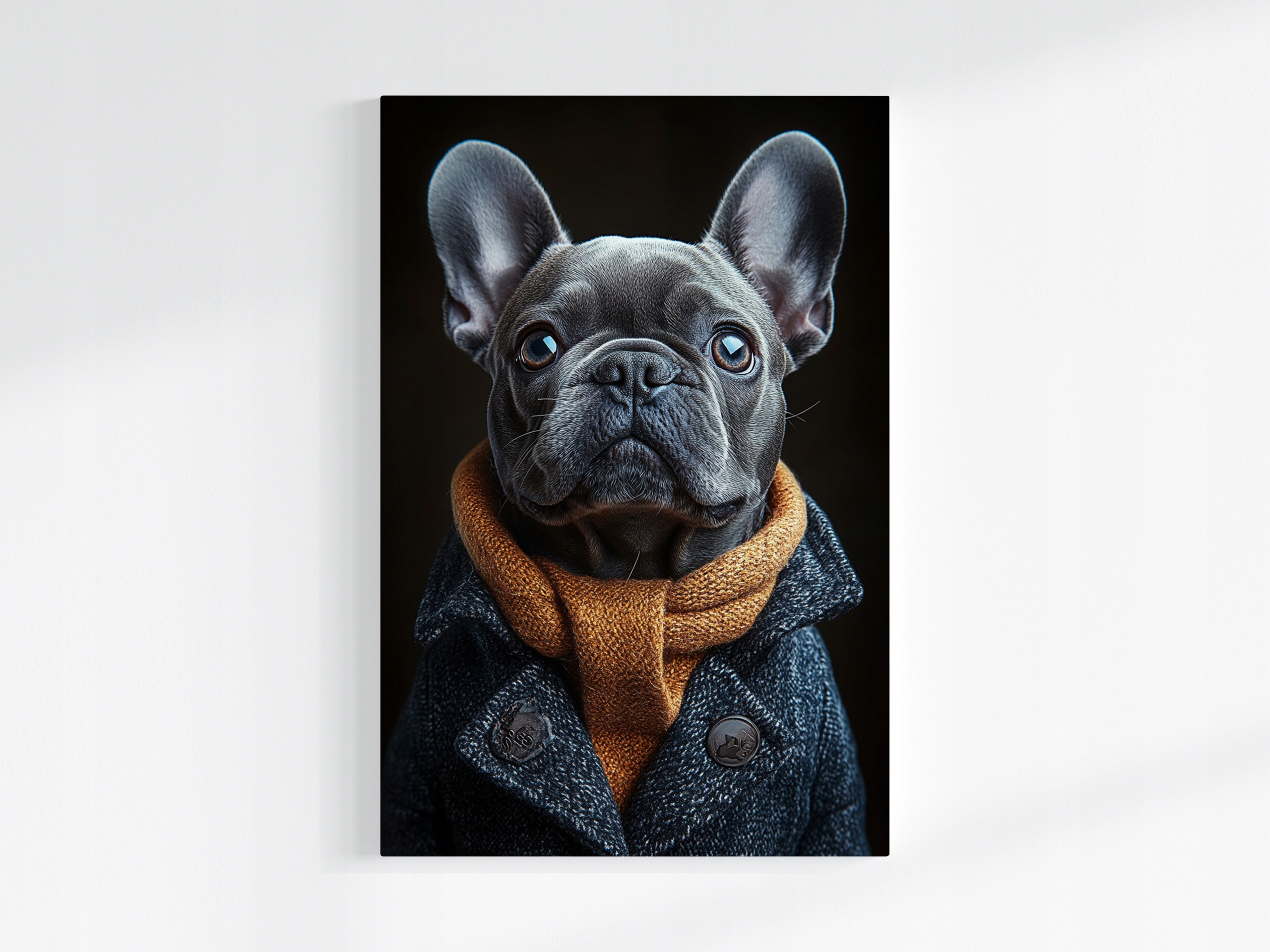 Obraz Na Plátně Canvas Portrét Psa Francouzský Buldoček Šátek Moda 80x120
