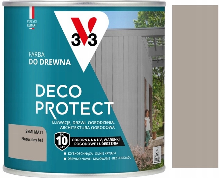 V33 Farba Do Drewna Deco Protect Naturalny Beż 2L