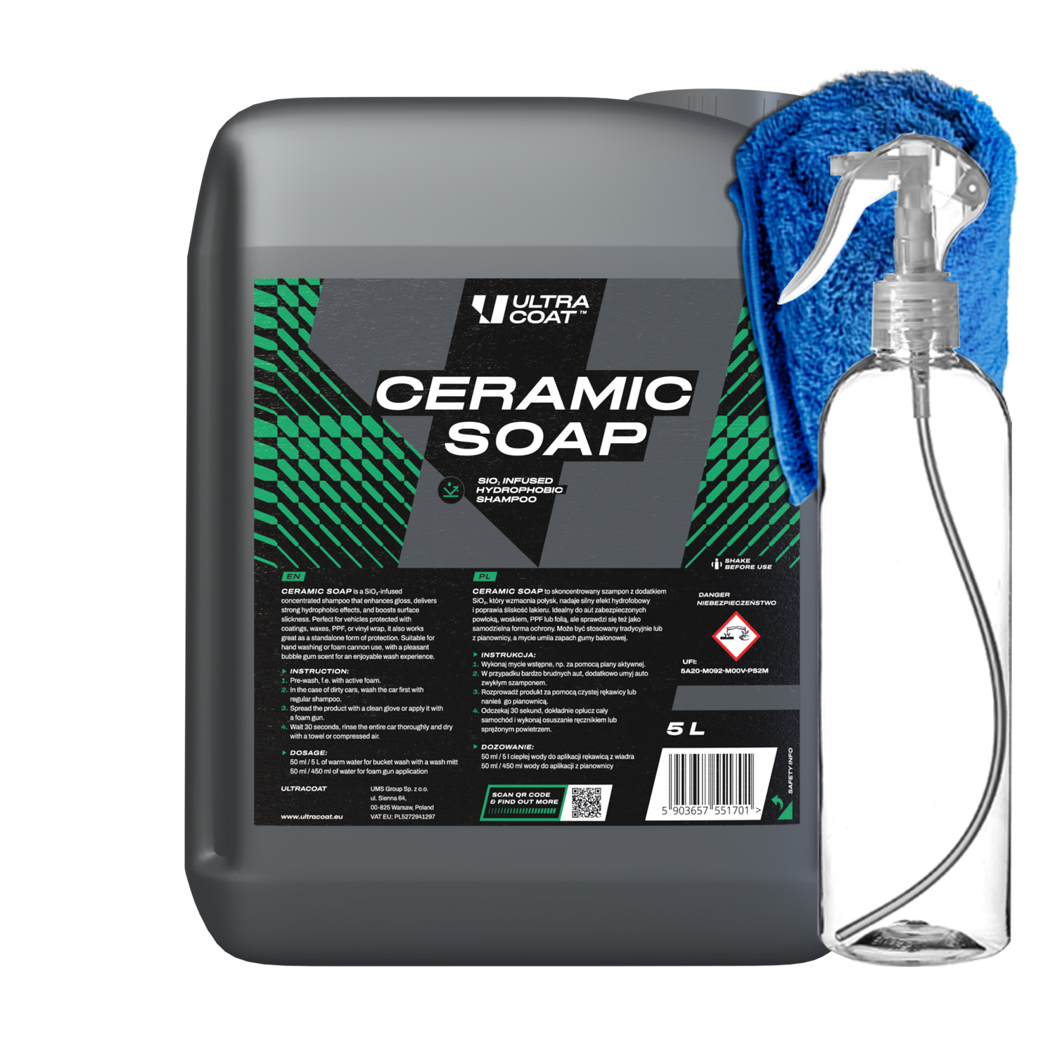 Ultracoat Ceramic Soap 5L koncentrovaný hydrofóbny šampón s SiO2