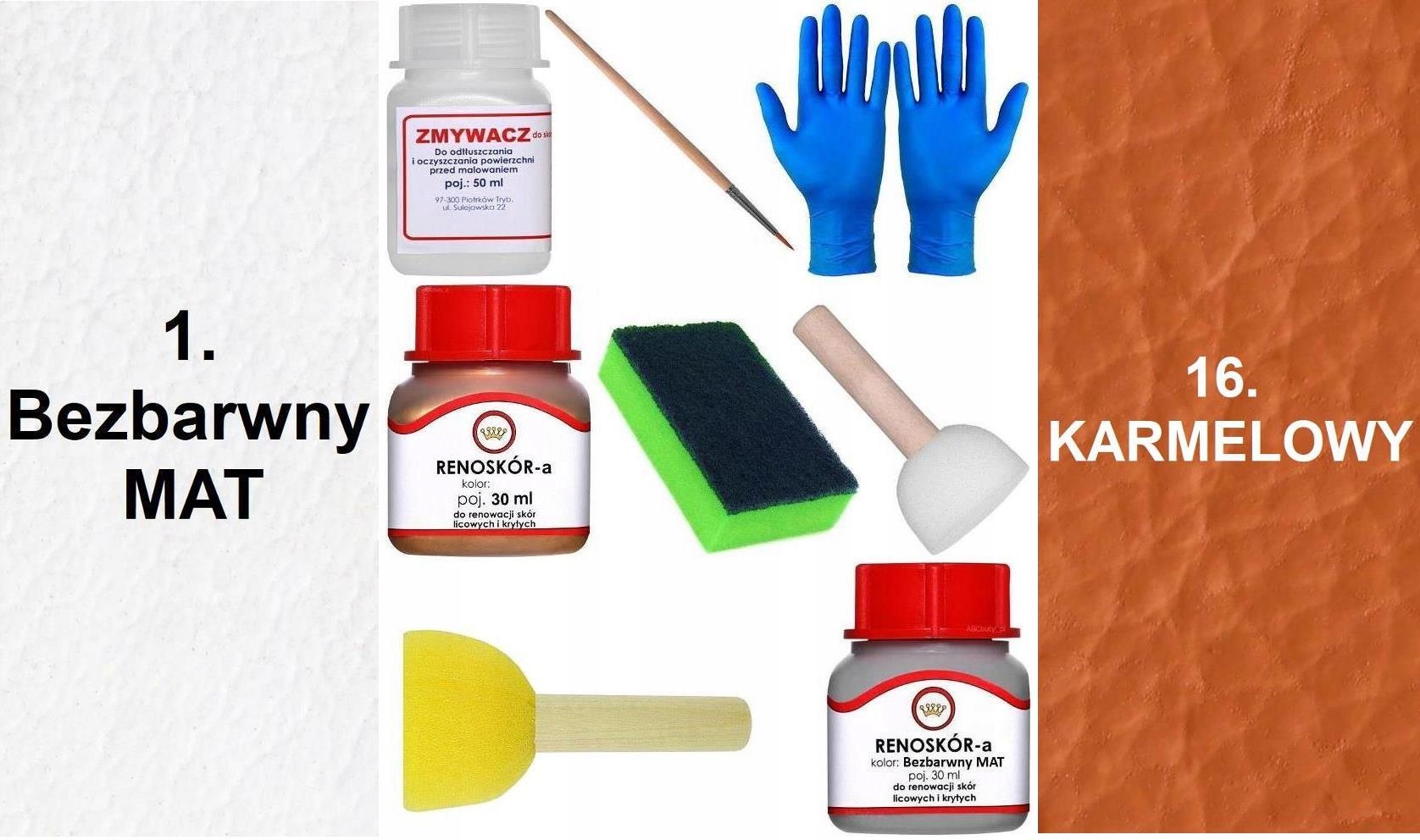 Zestaw Do Renowacji Skóry Kierownicy Bezbarwny Mat Farba Karmelowy 16