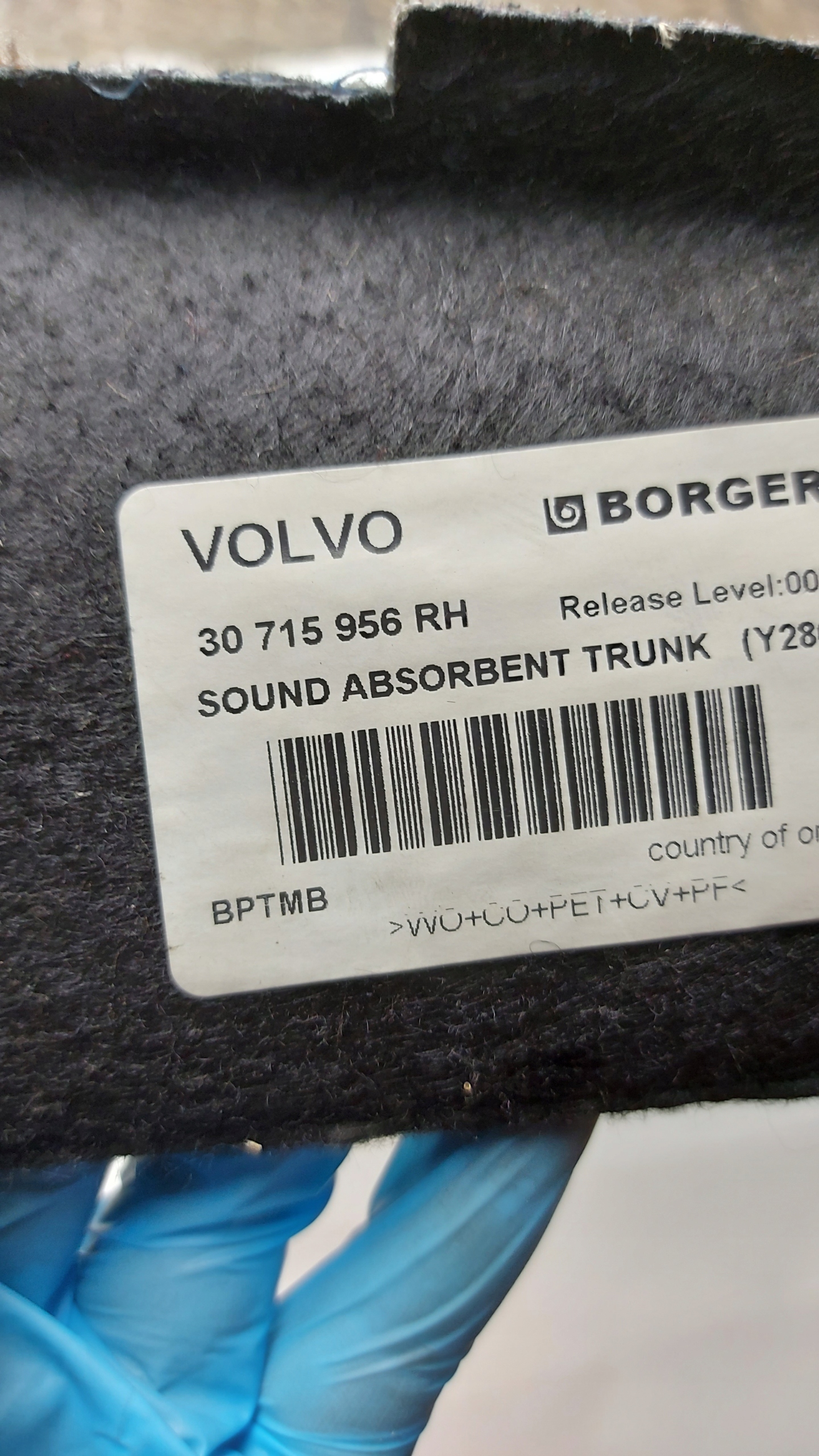 cover WYGLUSZENE boot right VOLVO S-80 II OE EU
