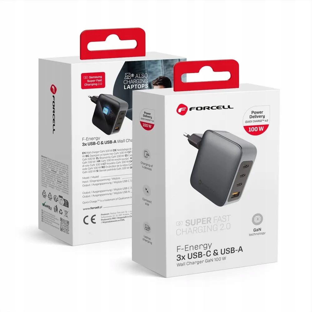 Nabíječka GaN Forcell F-Energy VT-46 100W 3xUSB-C+USB-A