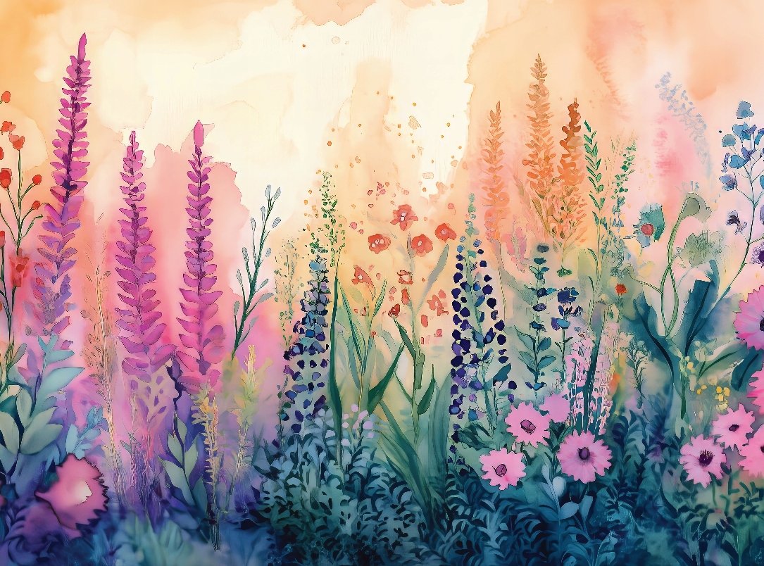 Fototapeta Barevná louka Akvarel 350 x 260 cm struktura 350 g