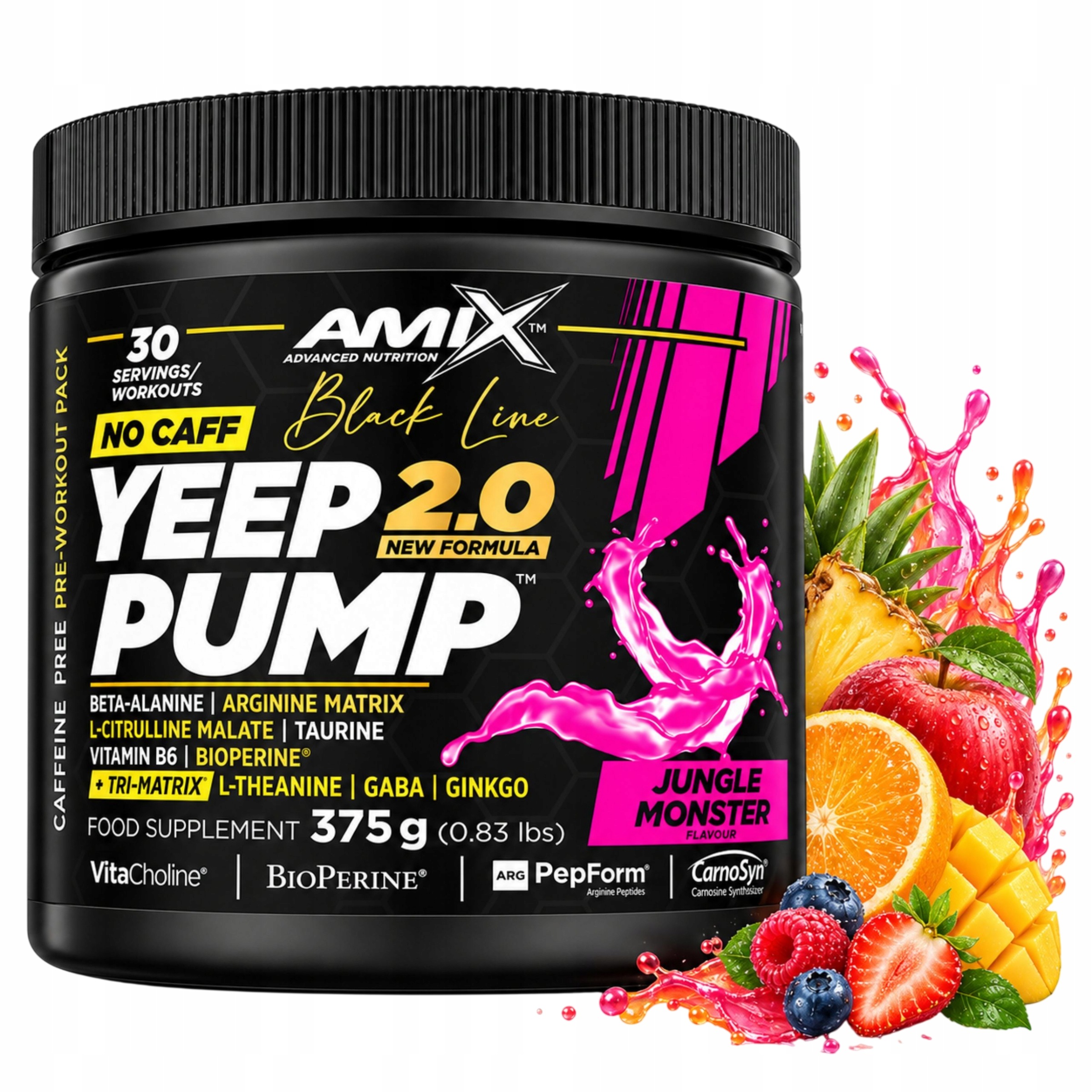 Předtréninková pumpa bez kofeinu Preworkout Arginin L Citrulin Taurin