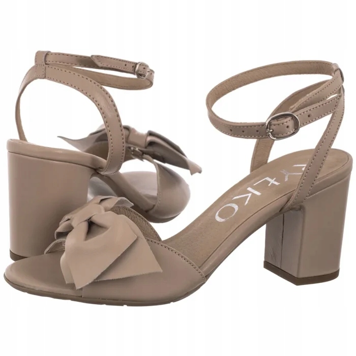 Kožené dámské sandály na podpatku Ryłko Béžové 7NG31_R_ _6NL