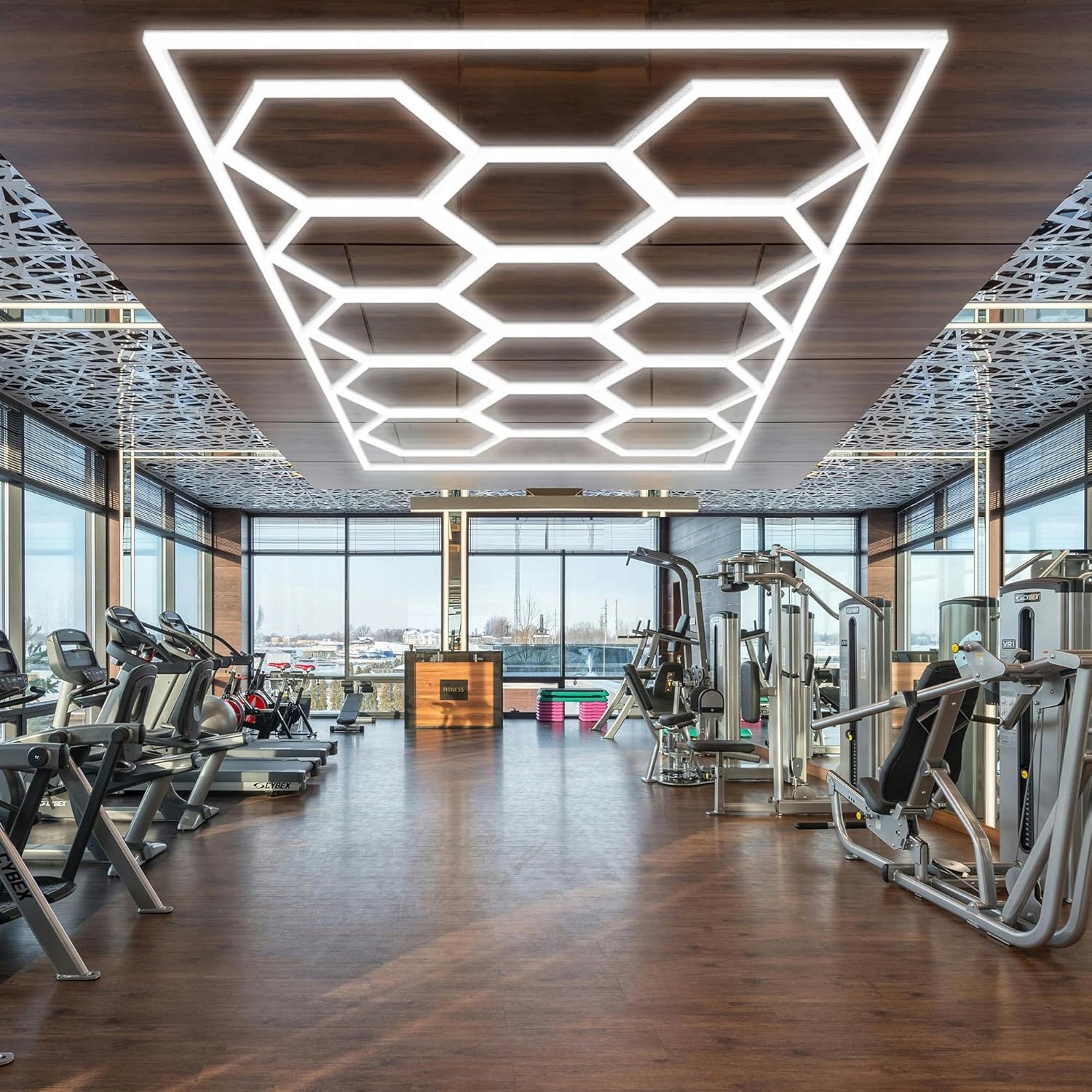 Led lampa Garáž Dielňa Dom Osvetlenie Panel Hexagón 242x483 cm 6500K