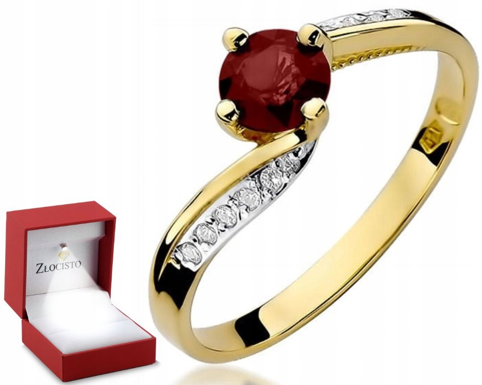Zlatý Prstýnek S Rubínem Diamanty 585 Gravírování