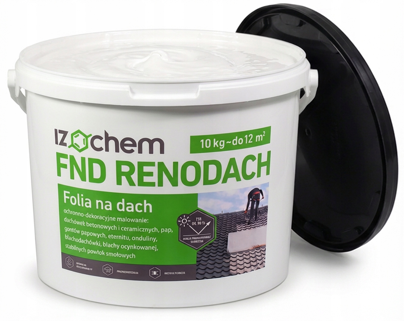 Izochem Renodach 10kg Bílá Barva na střechu Odráží Uv záření Snižuje teplotu