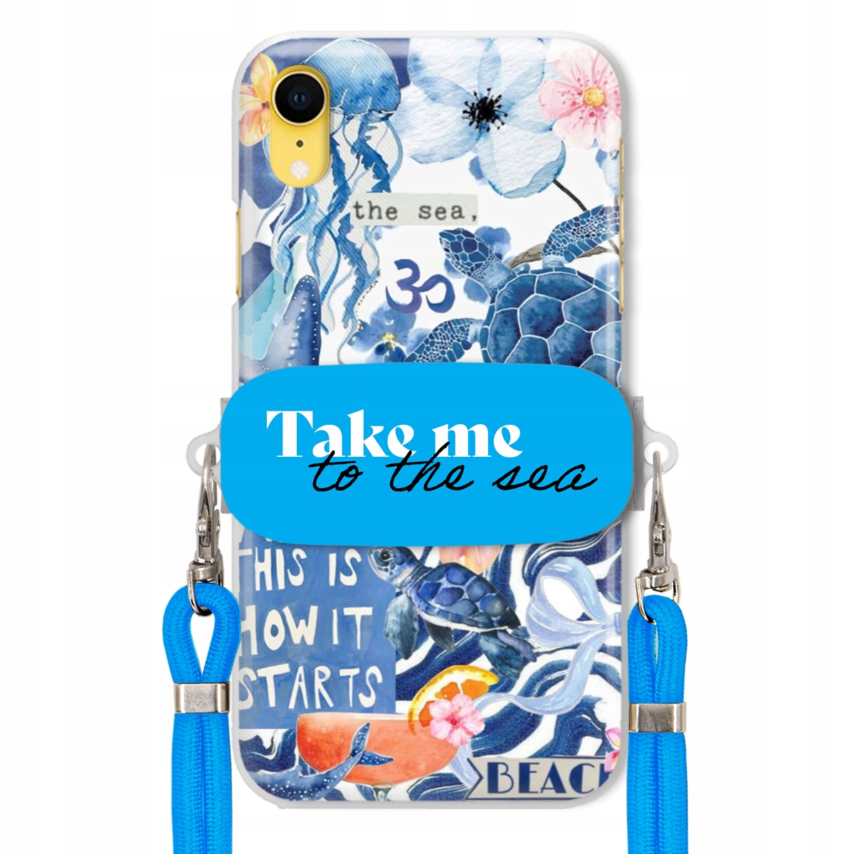 Puzdro na iPHONE Xr Modré Crossbody vodítko držiak Take Me To The Sea Top